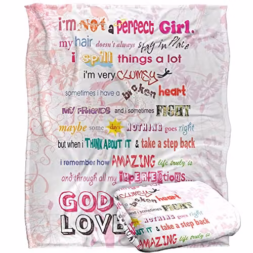 Bcreative Slingshot Publishing Not Perfect Silky Touch Super Soft Fleece Throw Blanket, White, W: 152 cm, D: 127 cm