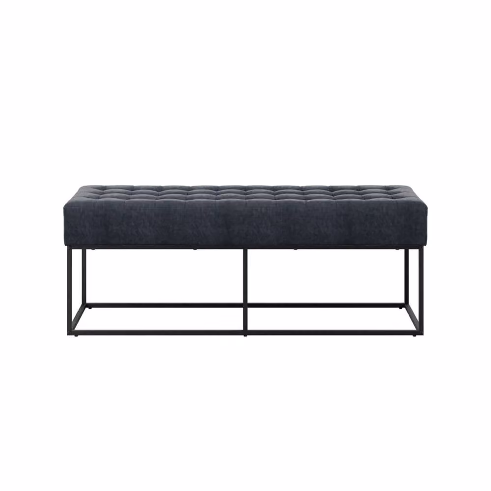 Wyld Haus Cavan Upholstered Diamond Bench in Steel Grey Chenille, W/D/H: 121.0 x 41.5 x 46.5 cm – 2