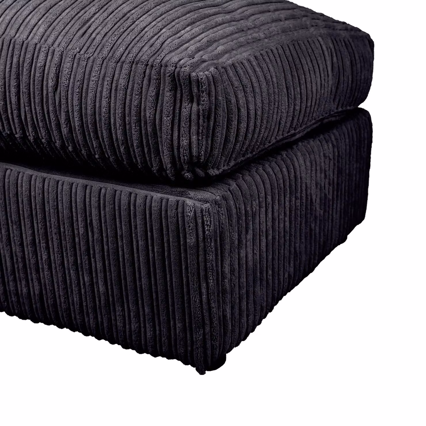 LUXURY LIFE Collingdale Jumbo Cord Fabric Footstool in Black, W/D/H: 60 x 60 x 65 cm – 3