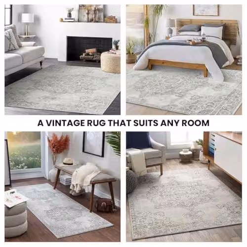 Livabliss Kuta Vintage Boho Rectangular Rug in Grey and Silver, W/D/H: 80 x 150 cm – 9