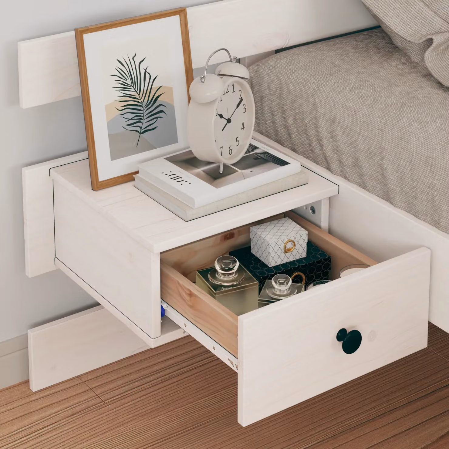 Berkfield Home White Solid Pine Wood Bed with Drawer 100 x 200 cm – 3
