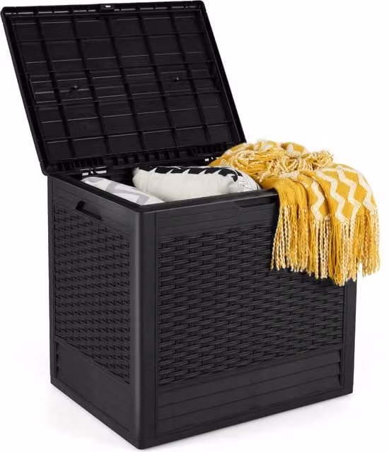 COSTWAY Black Plastic Garden Deck Box