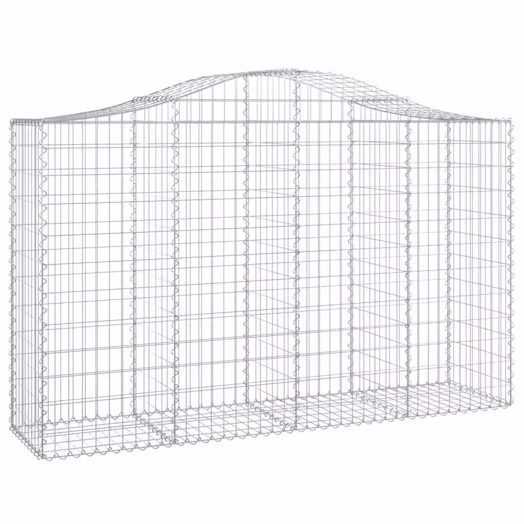 Berkfield Home Arched Gabion Baskets, 3 Piece Set, Silver Galvanised Steel, W: 200 cm, D: 50 cm, H: 120-140 cm – 2