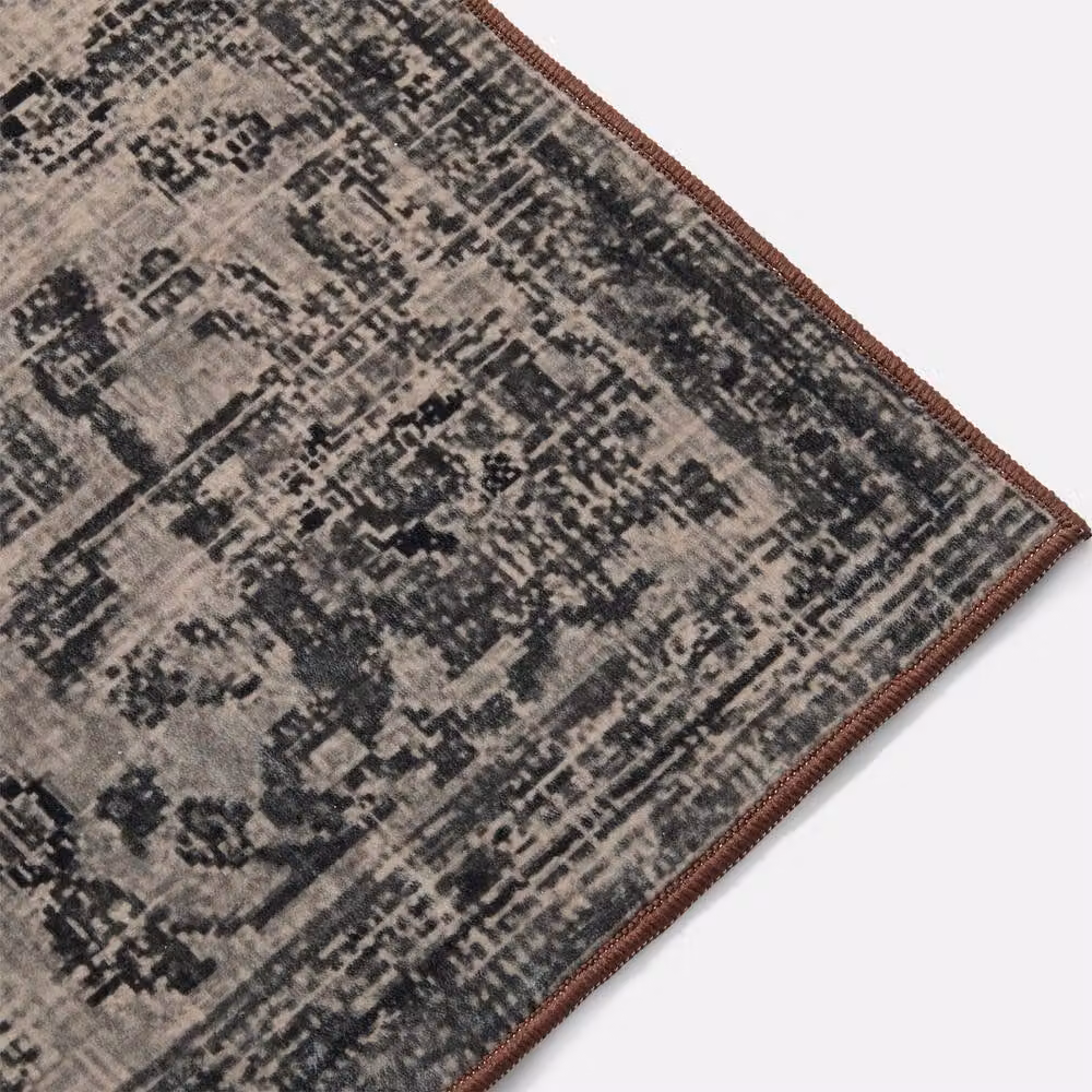 OHS Vintage Print Washable Non-Slip Area Rug in Brown, W: 160 cm, L: 230 cm – 4
