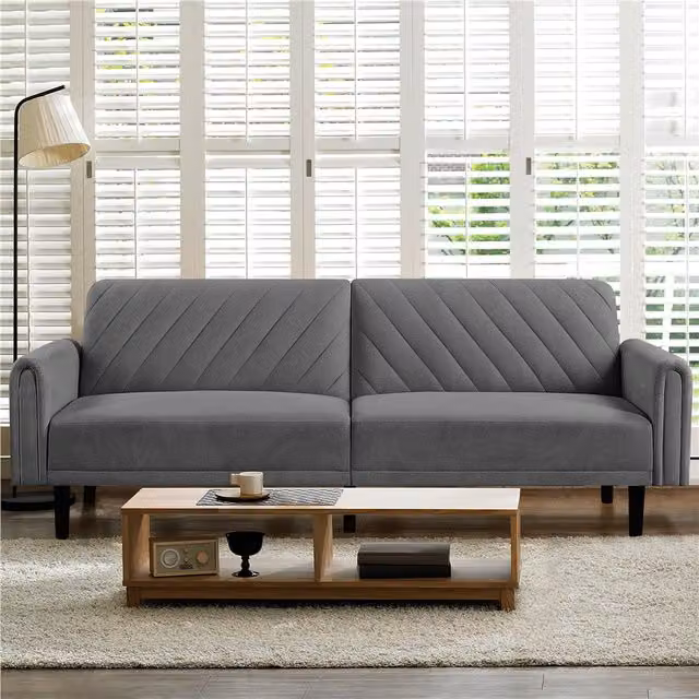 Yaheetech Modern Convertible Click-Clack Sofa Bed in Dark Grey