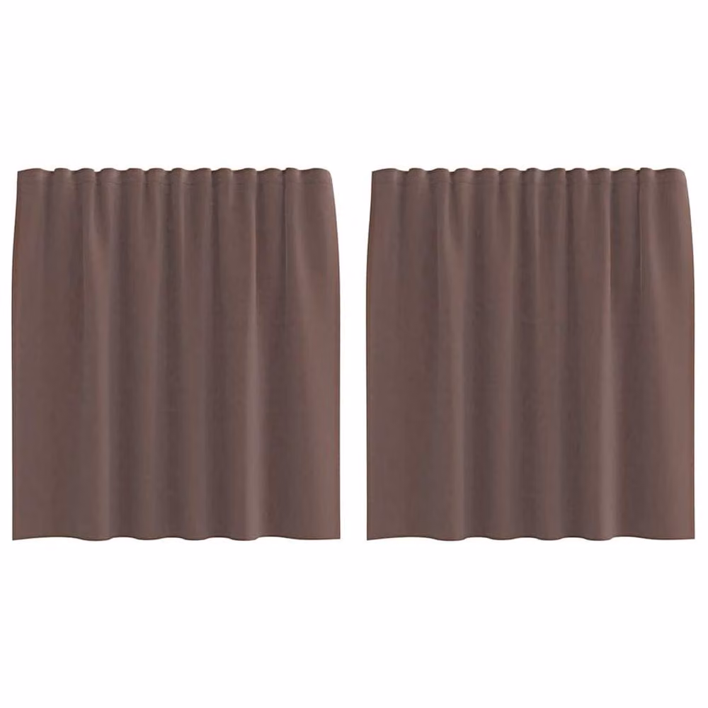 Berkfield Home Brown Voile Tab Top Curtains, 2 Pack, W: 140 cm – 2