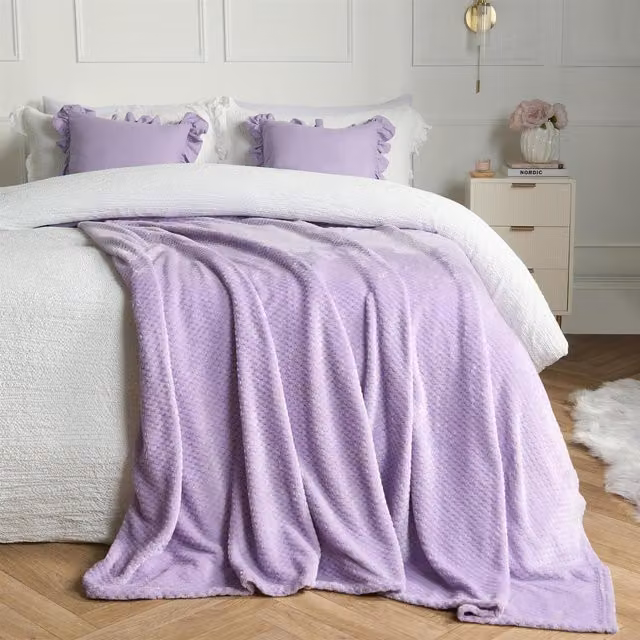 Dreamscene Waffle Honeycomb Mink Throw in Purple, W: 150 cm