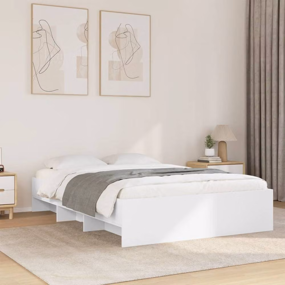 Berkfield Home Small Double Bed Frame in White, Engineered Wood, W/D/H: 120 x 200 cm – 2