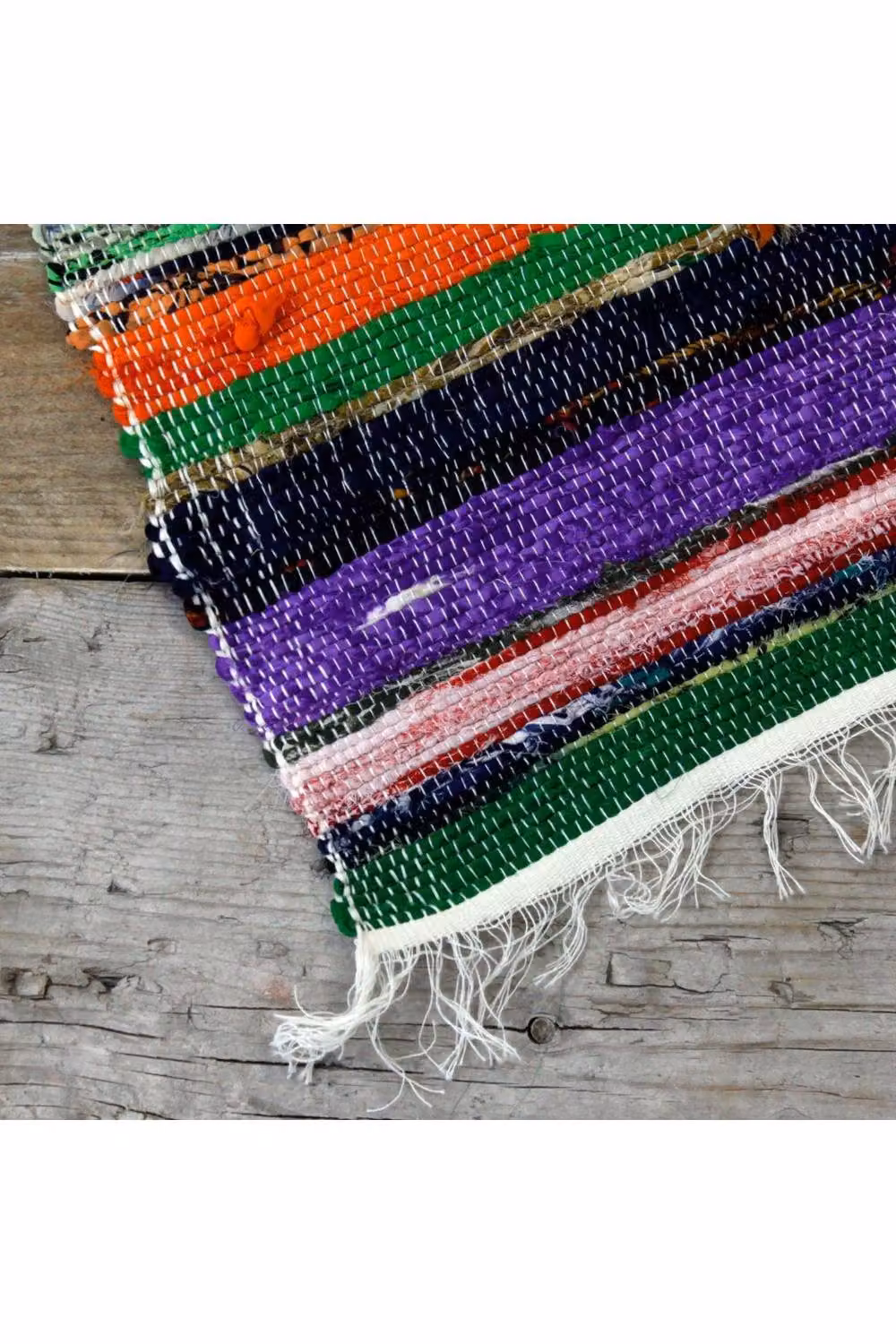 KDMD Natural Striped Rag Rug in Beige and Multicolour, W: 155 cm, D: 90 cm – 4