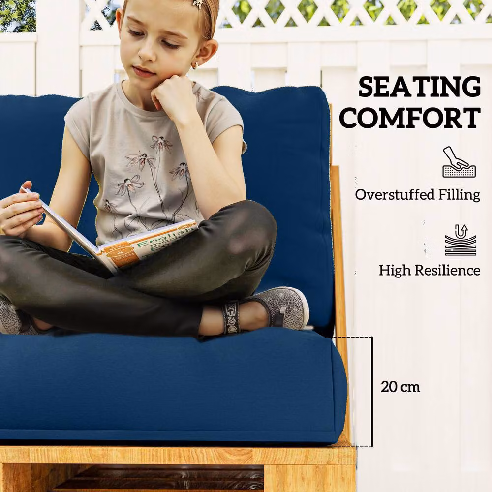 OUTSUNNY 2 Seat Pallet Cushions in Blue, W/D/H: 120 x 120 x 20 cm – 3