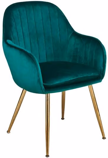 Netfurniture Lourd Velvet Chair in Green with Gold Legs, Pack of 2