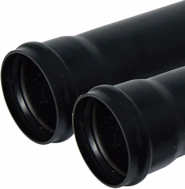 FloPlast Black Plastic Ring Seal Soil Pipe Single Socket, 110mm, Pack of 2