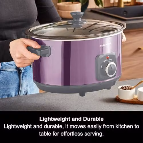 Morphy Richards Accents 6.5L Sear and Stew Slow Cooker with Non Stick Aluminium Pot and Glass Lid, Purple – 2