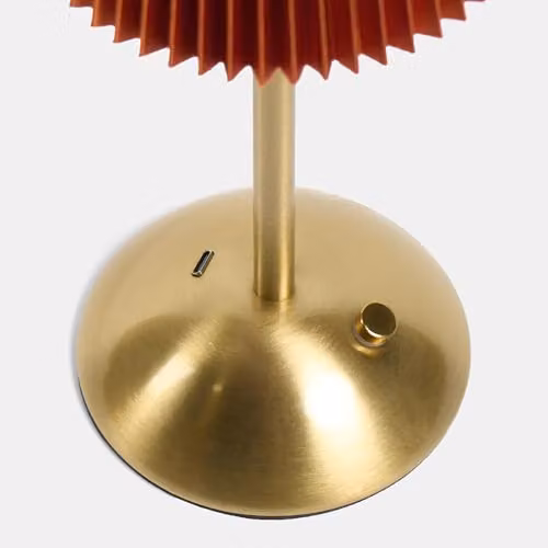 OHS Rechargeable USB Cordless LED Table Lamp in Burnt Orange and Rust with Gold/Brass Accents – 6
