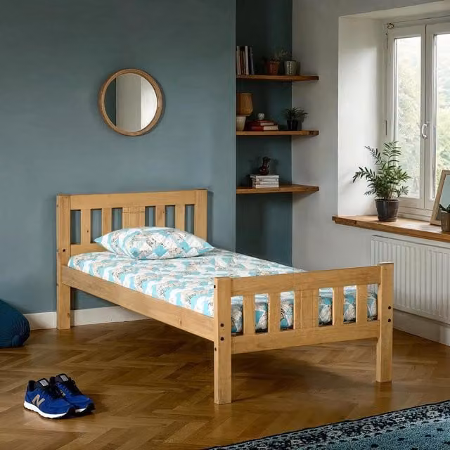 Seconique Rio Single Bed Frame in Brown Waxed Solid Pine, 90 x 190 cm