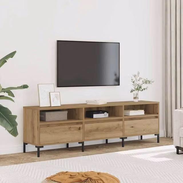 Berkfield Home Artisan Oak TV Cabinet in Brown, W: 150 cm, D: 30 cm, H: 44.5 cm – 1