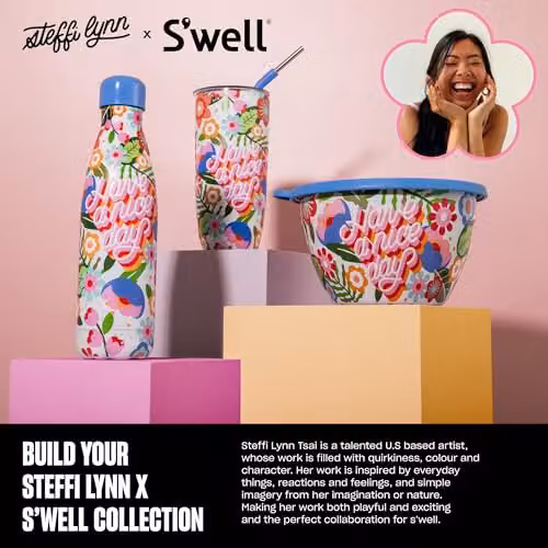 S'well Steffi Lynn Floral Stainless Steel Tumbler, Multicolour, 700ml – 5