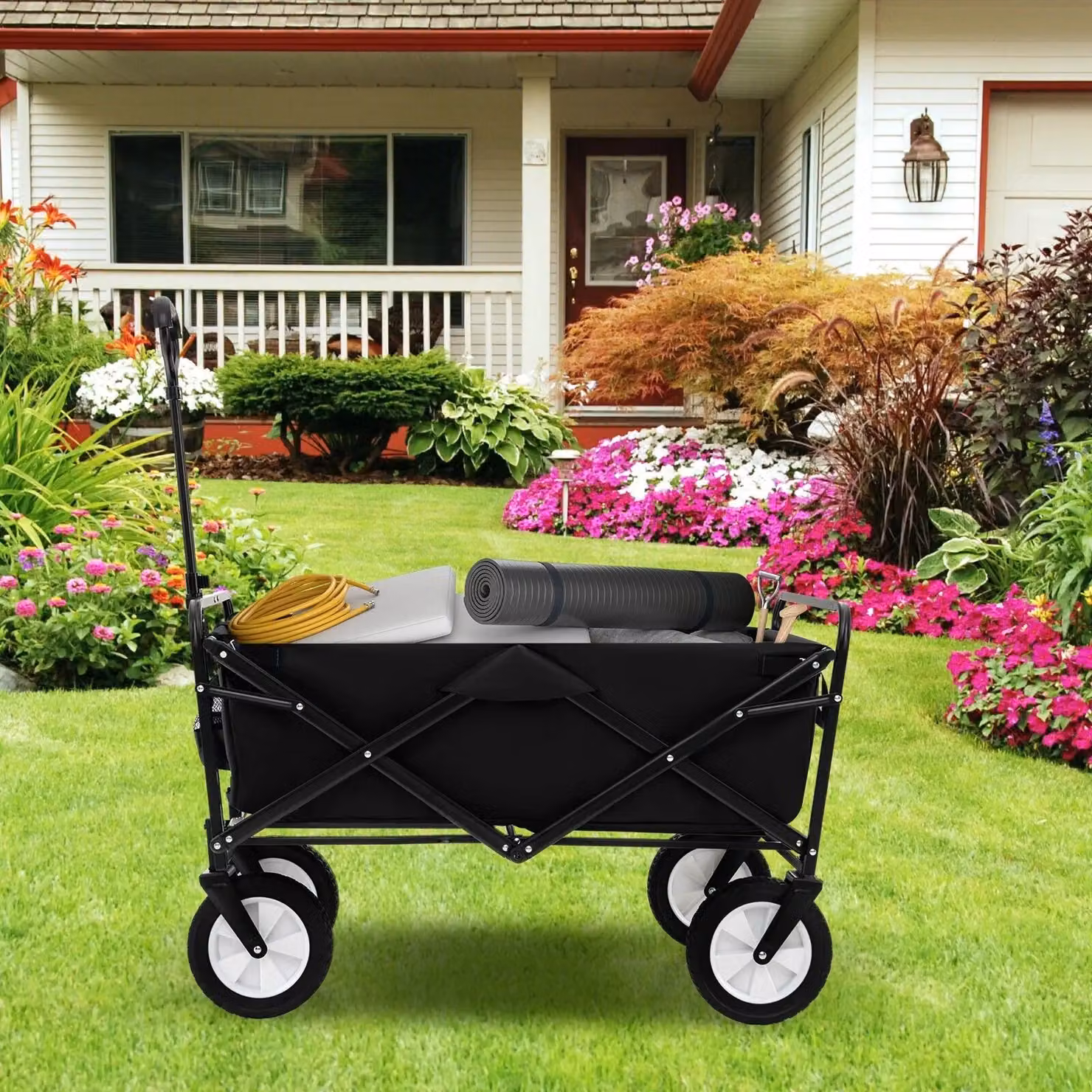 Costway Heavy Duty Collapsible Folding Utility Wagon in Black – 3