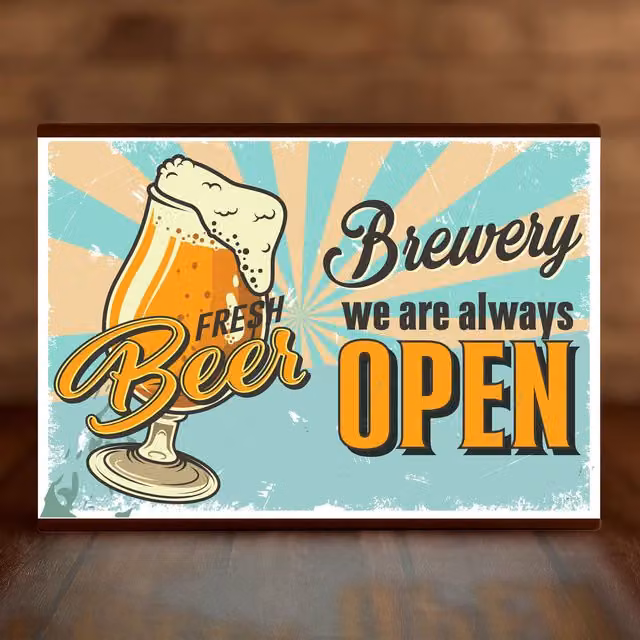 Echo Three Retro LED Brewery A4 Light Box Room Sign in Black