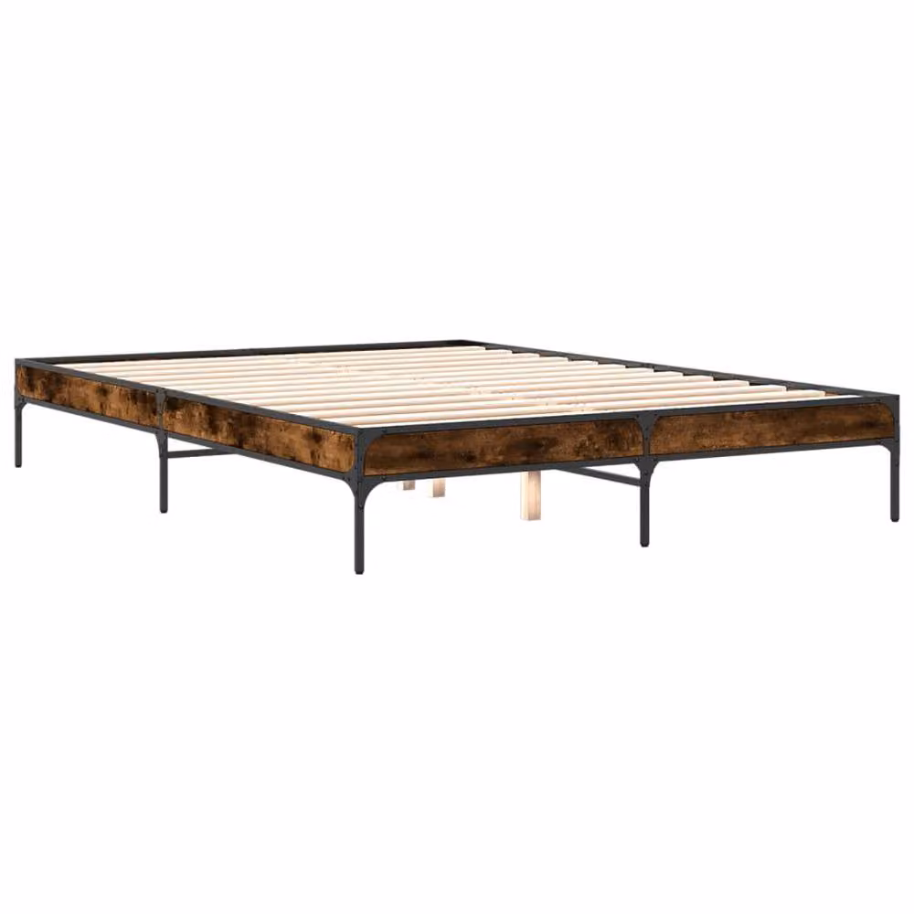 Berkfield Home Smoked Oak Bed Frame in Brown, W/D/H: 140 x 200 cm – 3