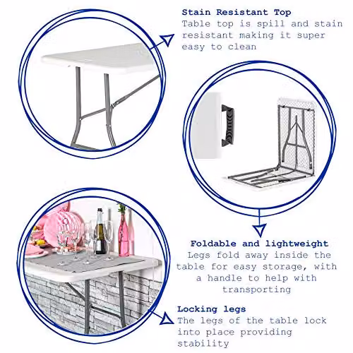 Harbour Housewares Black Rectangle Folding Trestle Table, W: 180 cm, D: 73.5 cm, H: 70 cm – 2