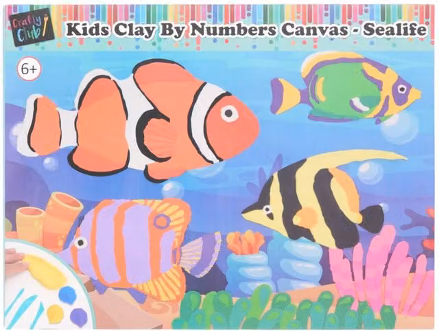 Crafty Club Kids Clay by Numbers Sealife Multicolour Canvas Set
