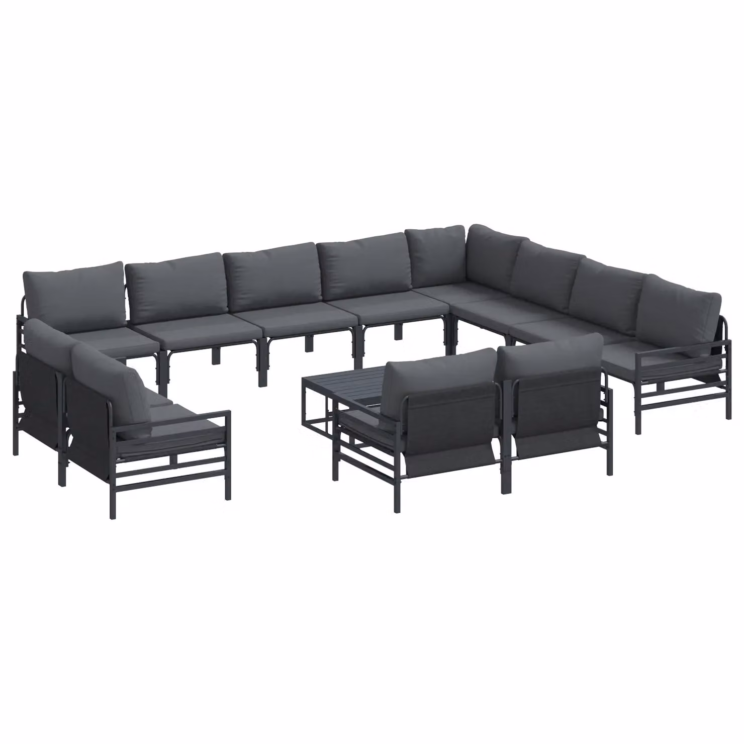 Berkfield Home 13 Piece Modern Garden Sofa Set in Anthracite and Multicolour Metal – 2