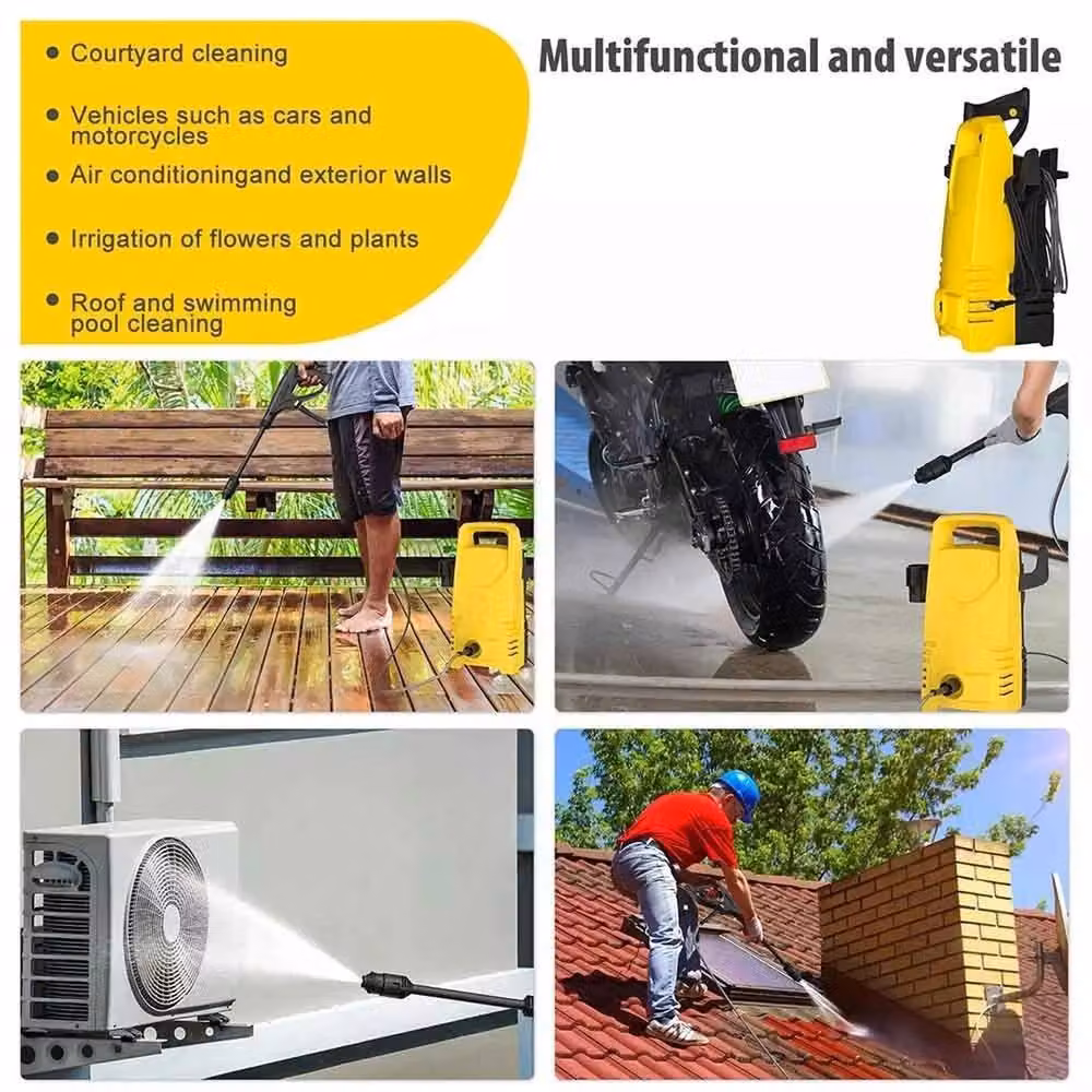 VOGREX Electric High Power Pressure Washer Jet Washer in Yellow – 3