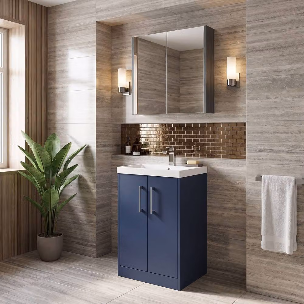 Balterley Winshill Contemporary 2 Door Freestanding Bathroom Vanity Unit, Blue, Width: 50 cm – 3