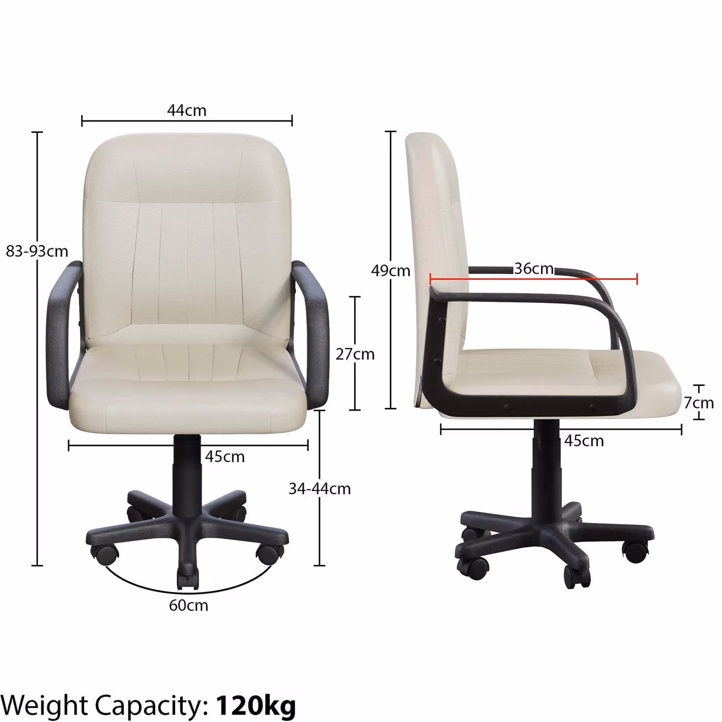 Vida Designs Morton Ergonomic Fabric Office Chair with Armrests in Beige – 2