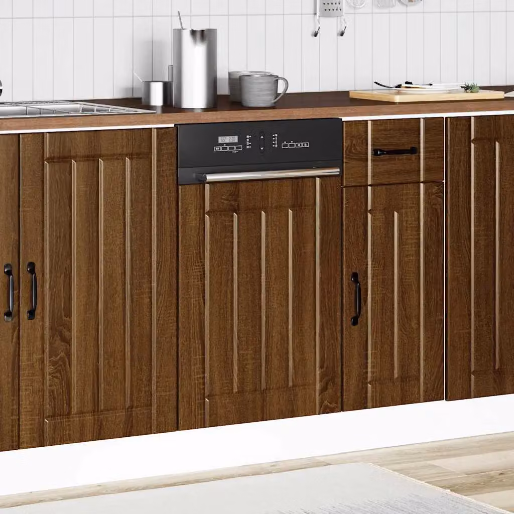 Berkfield Home Lucca Dishwasher Panel in Brown Oak Engineered Wood – 3