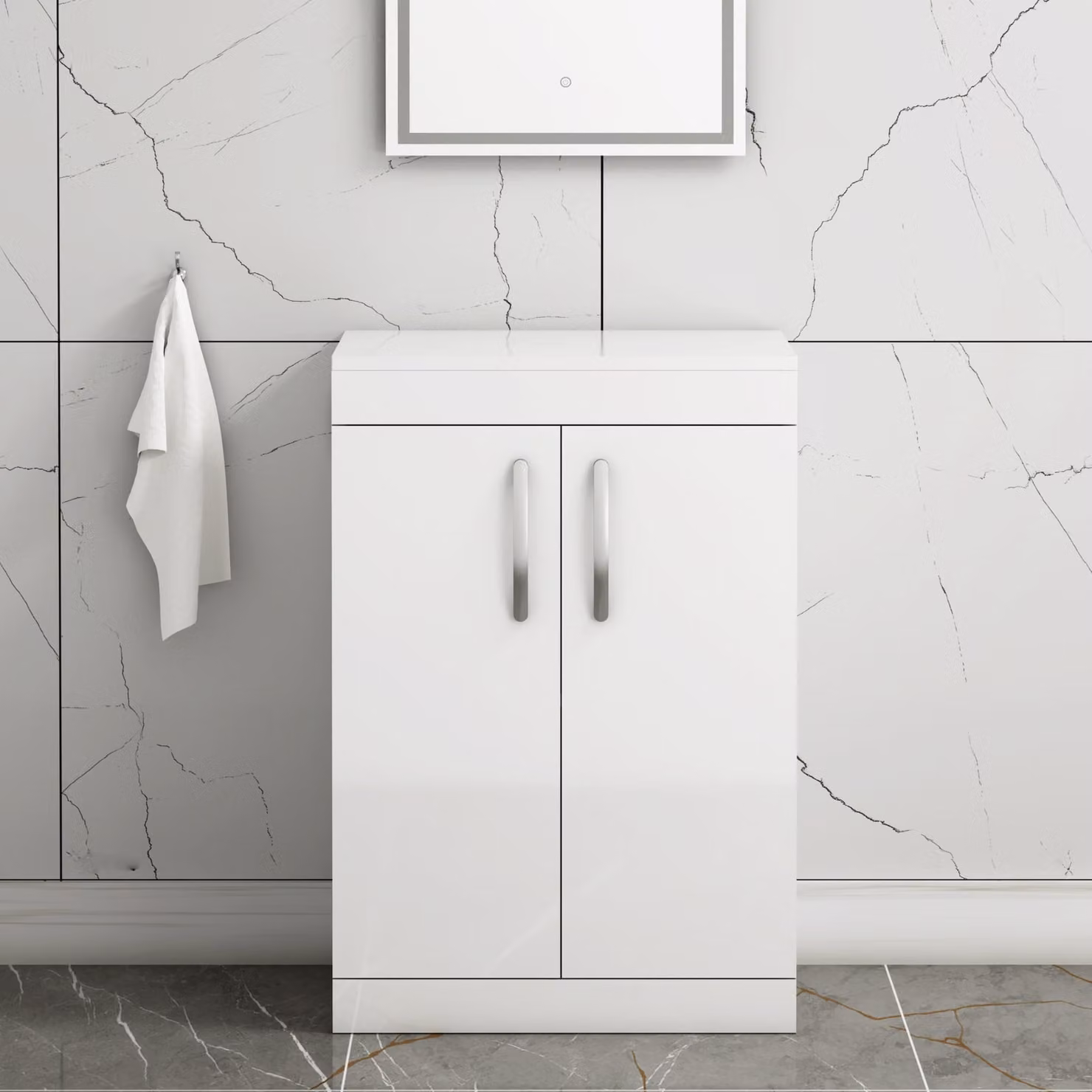 Royal Bathrooms Turin White Glossy Floor Standing 2 Door Vanity Unit