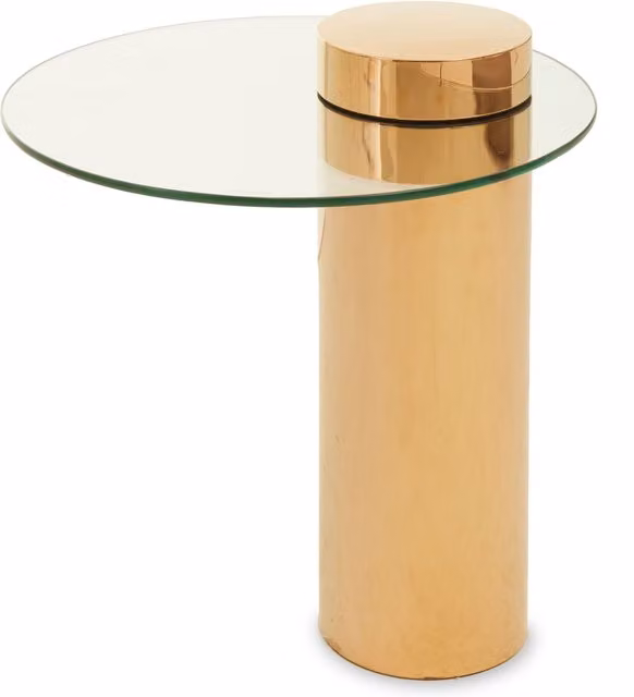 Orsina Round Clear Glass Side Table with Gold Base