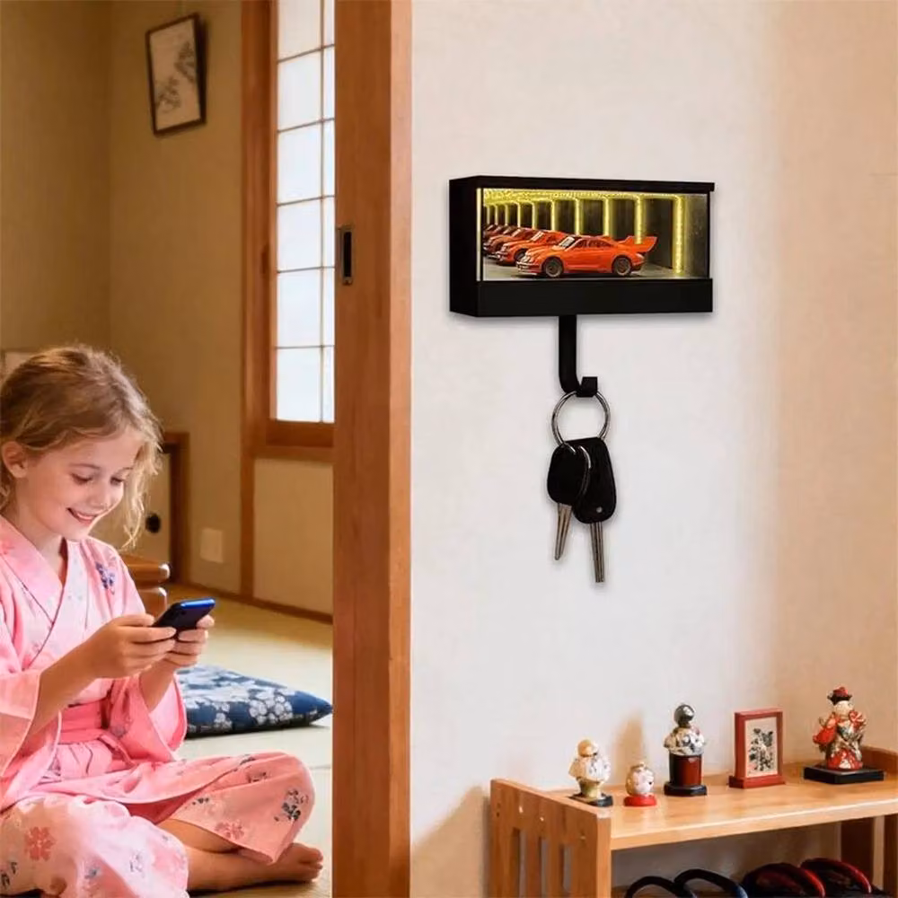 FLAVORA Wall Mounted Metal Car Garage Door Key Holder Rack in Black – 5