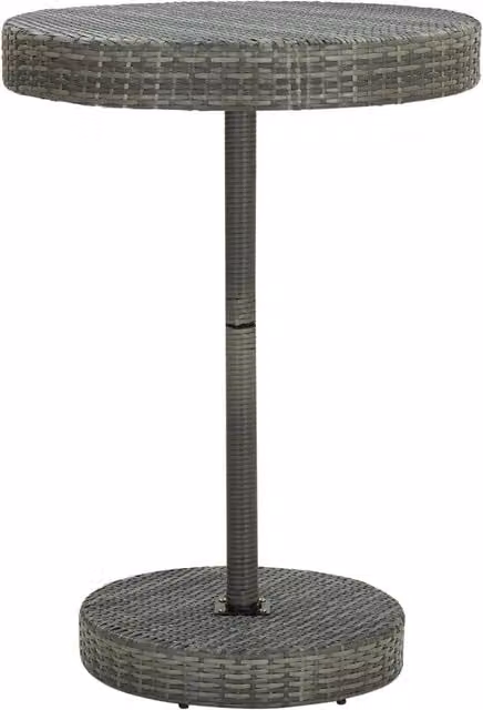 Berkfield Home Grey Poly Rattan Garden Table W: 106 cm, H: 75.5 cm – 1