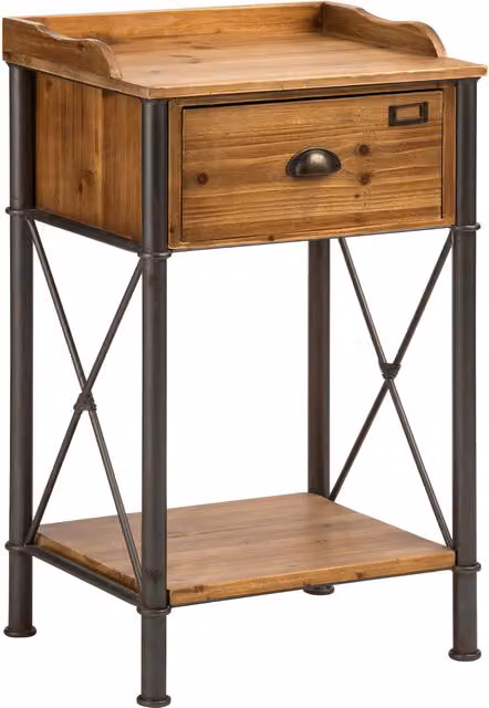 Orsina Two-Tier One Drawer Wooden Side Table in Brown – 2