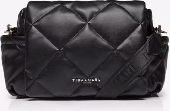 Tiba + Marl Nova Eco Compact Changing Bag in Black Quilted Faux Leather