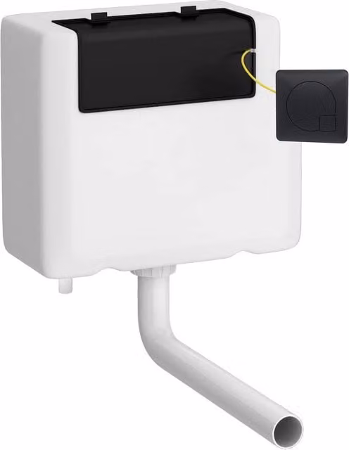 Balterley Concealed Dual Flush Water Saving Cistern with Square Flush Plate, Matt Black and White, W: 34.0 cm, D: 14.2 cm, H: 29.6 cm