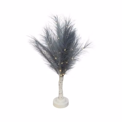 Shatchi Grey Feather Tree Table Lamp with Warm White LEDs, Battery-Operated, Height: 70 cm – 1
