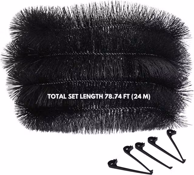 NOVECRAFTO Gutter Brush Pack with Leaf Guard and Clips, Black, 6 Pack