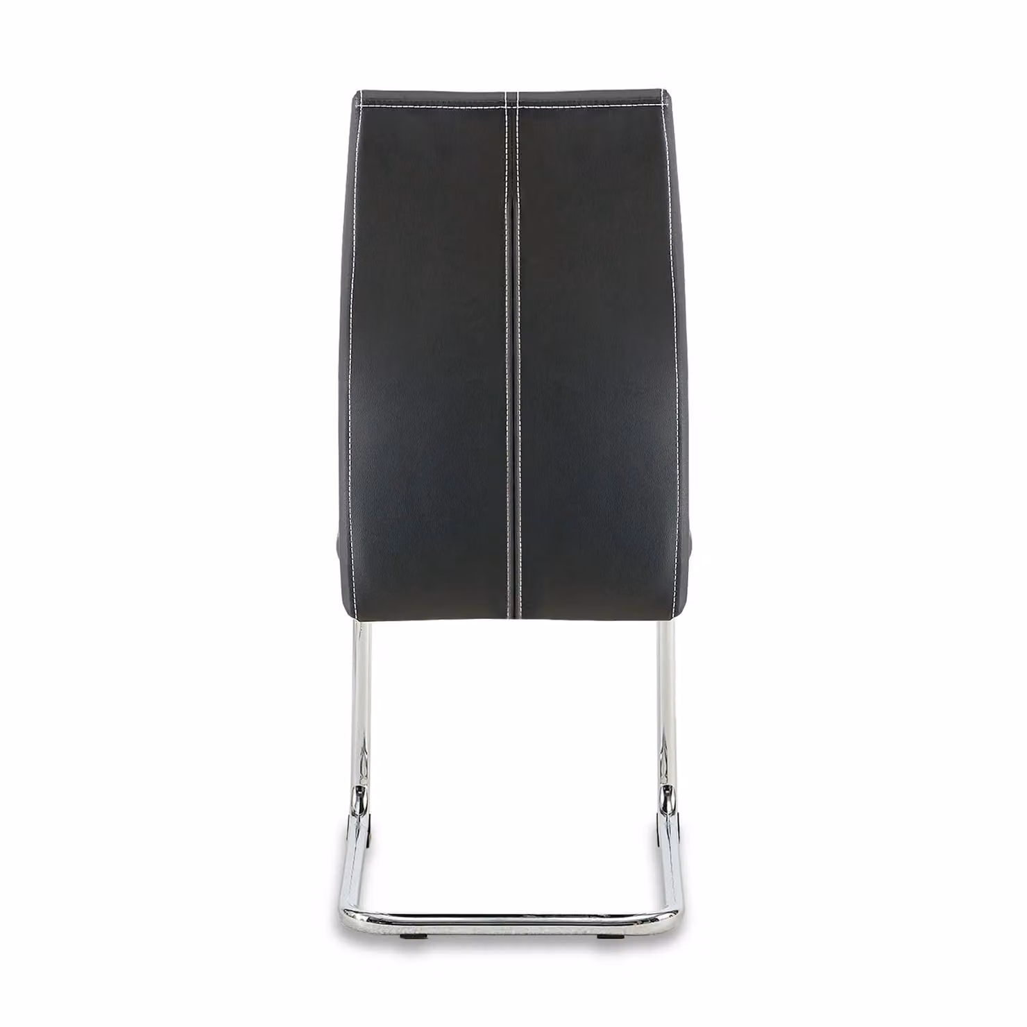 SONARA Set of 2 Modern Faux Leather Dining Chairs with Chrome Metal Cantilever Legs in Black and Grey – 8
