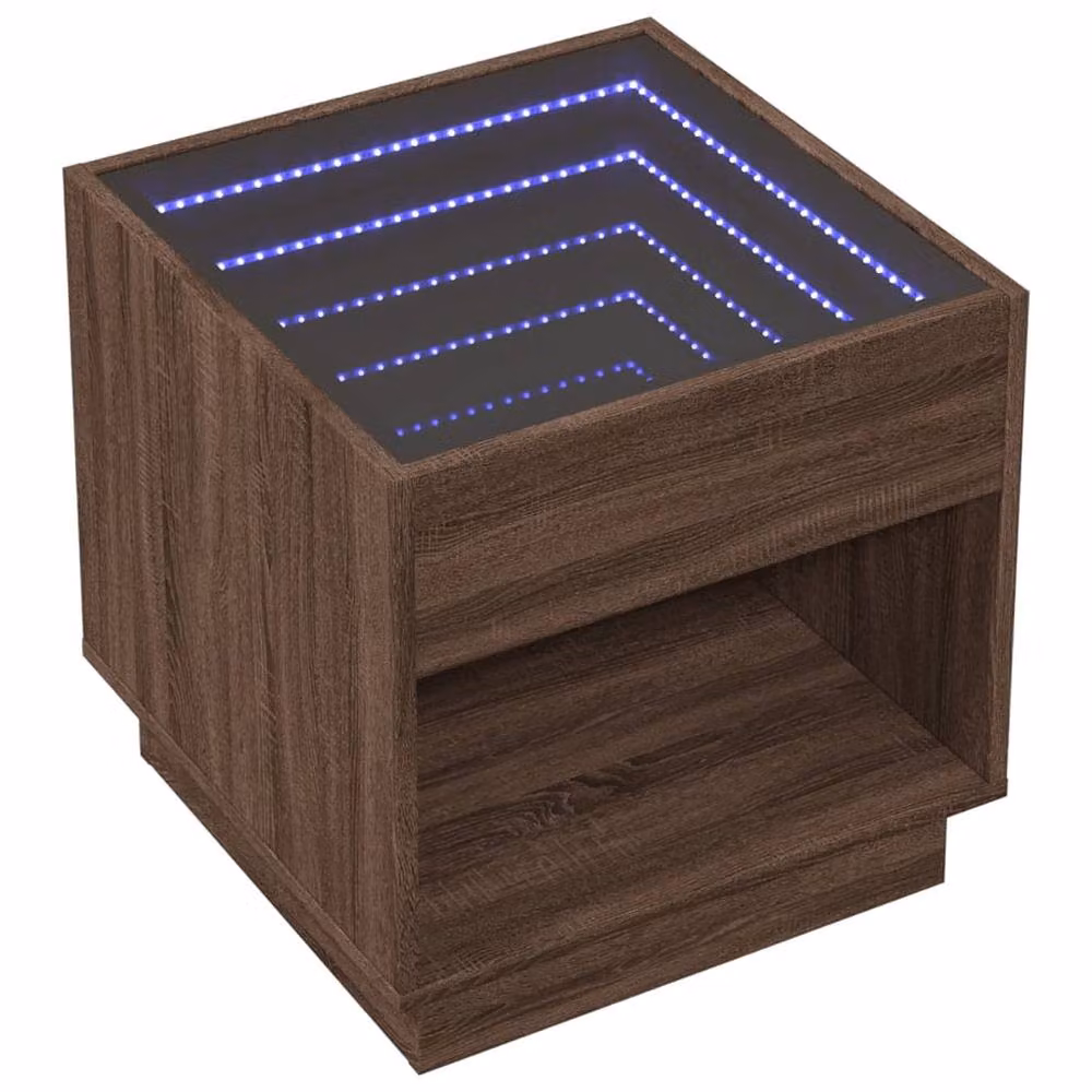 Berkfield Home Infinity LED Coffee Table in Brown Oak, W/D/H: 50 x 50 x 50 cm – 2