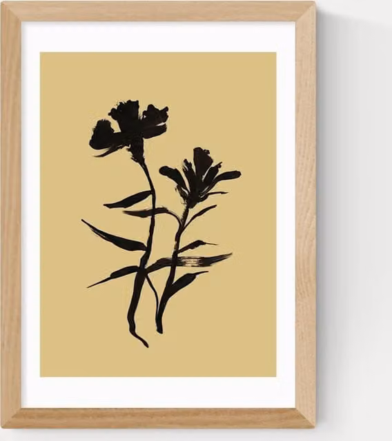 East End Prints Mono Botanical 3 Framed Art Print in Sand and Black