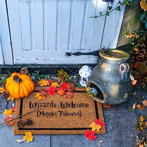 Nicola Spring Wizards Welcome Halloween Coir Door Mats, Pack of 2, Brown, W: 60 cm, D: 40 cm – 2