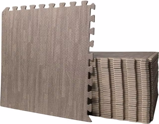 Samuel Alexander 12 Piece Grey Wood Effect EVA Foam Floor Protective Tiles, W/D: 60 x 60 cm – 1