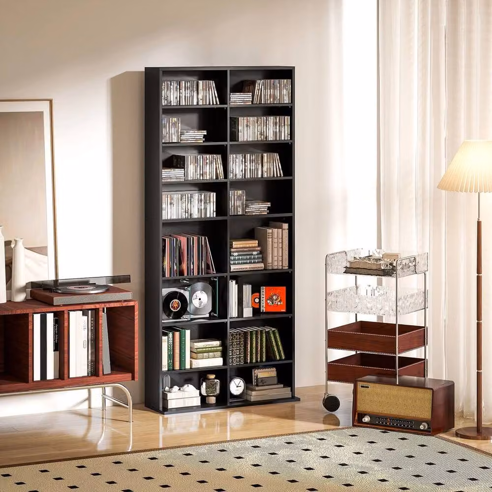 NESTLUNE 640 CD and DVD Storage Unit in Black, W: 100 cm, D: 15 cm, H: 175 cm – 3