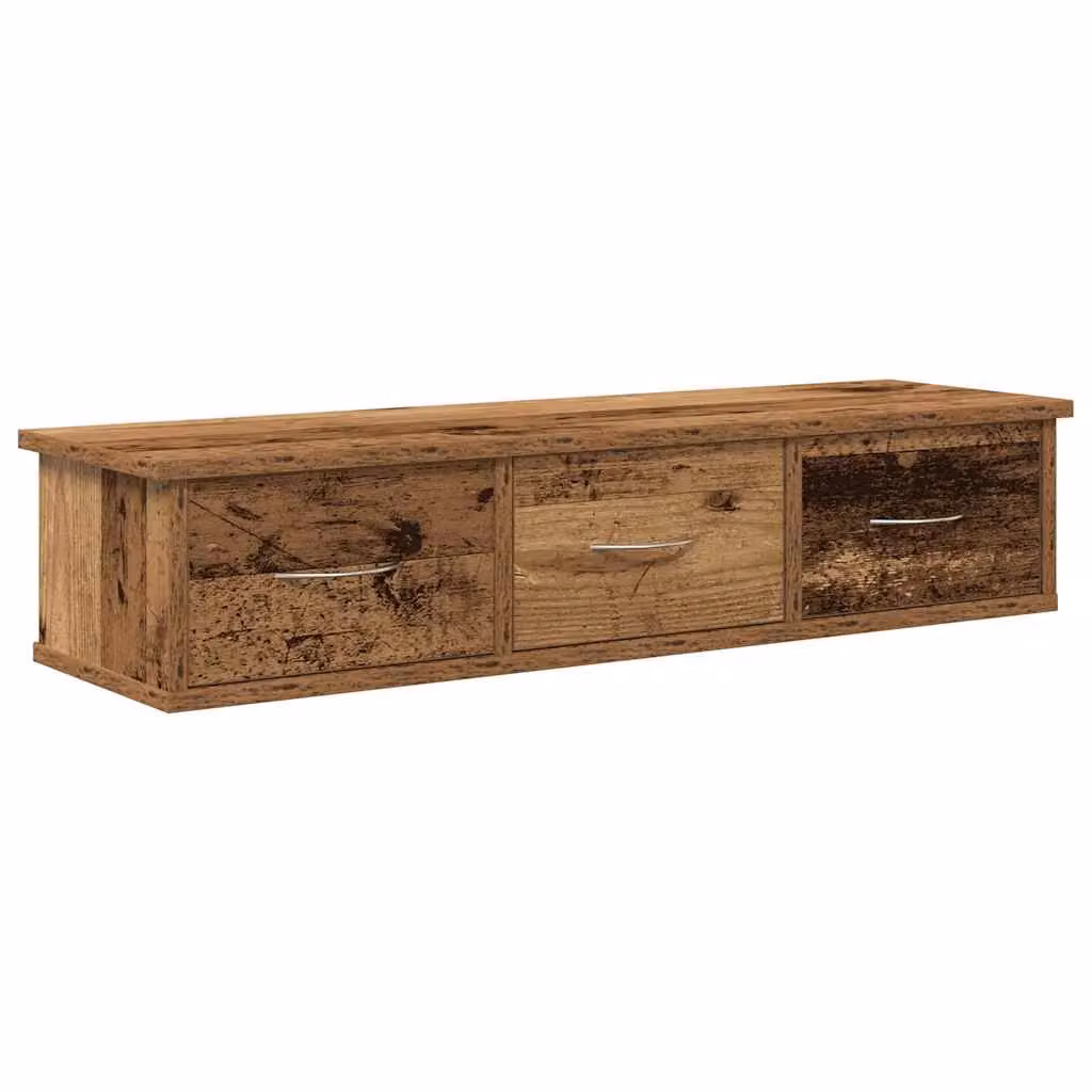 Berkfield Home Rustic Wall Cabinet in Brown Old Wood, W: 88 cm, D: 26 cm, H: 18.5 cm – 2
