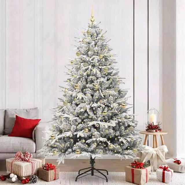 Berkfield Home Artificial Pre-lit Christmas Tree with Ball Set, Green, Height: 240 cm
