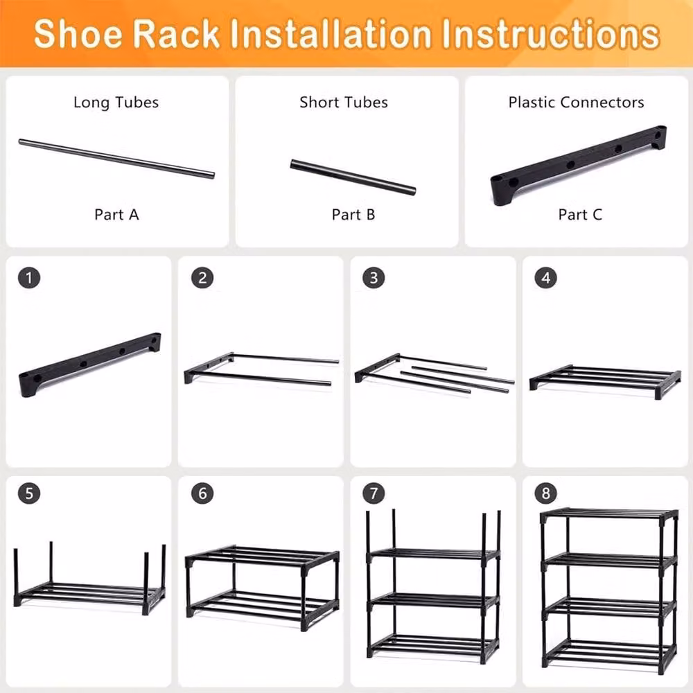 Kelvenix 4-Tier Freestanding Shoe Rack in Matt Black – 4