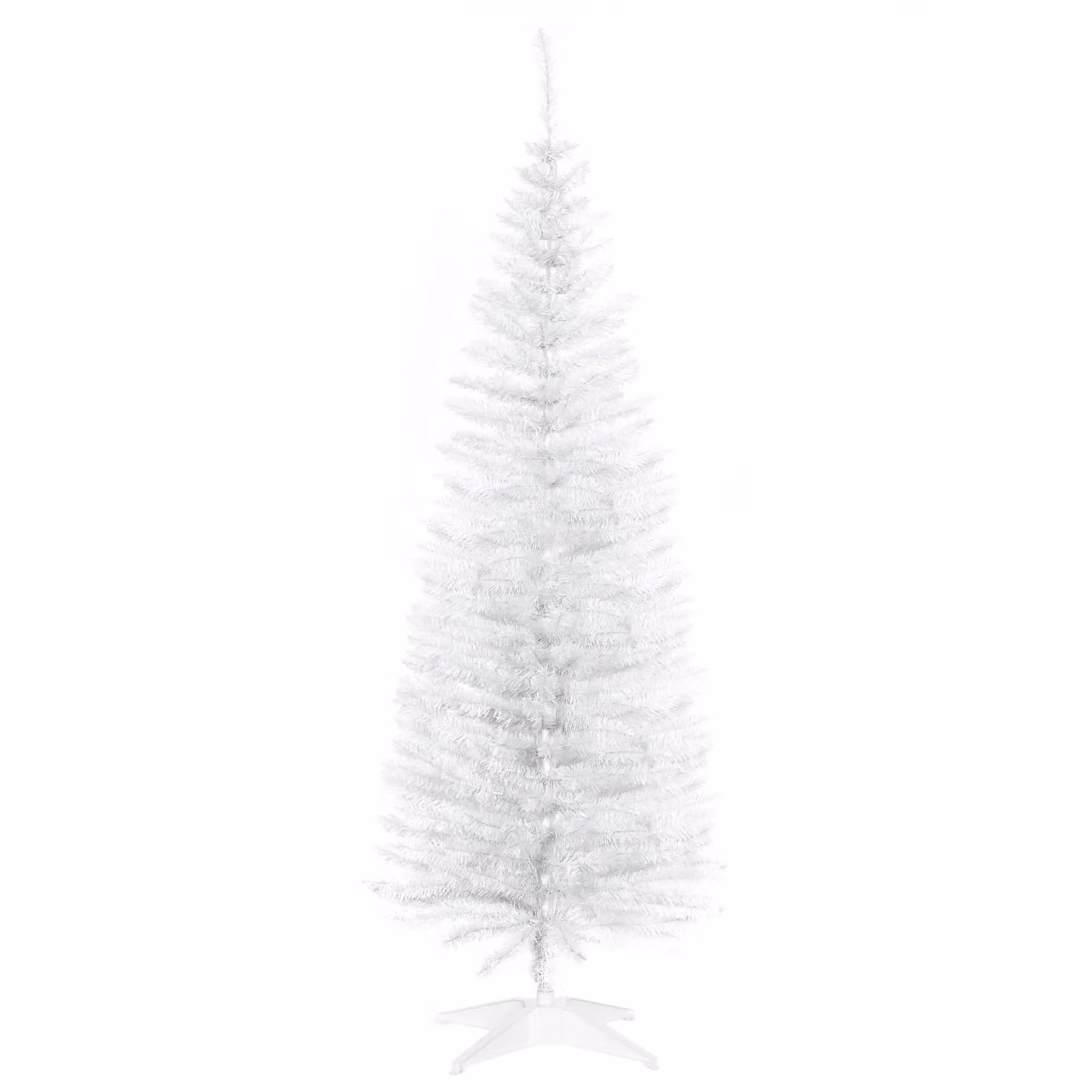 HOMCOM 5ft White Slim Pencil Artificial Christmas Tree with Stand – 2